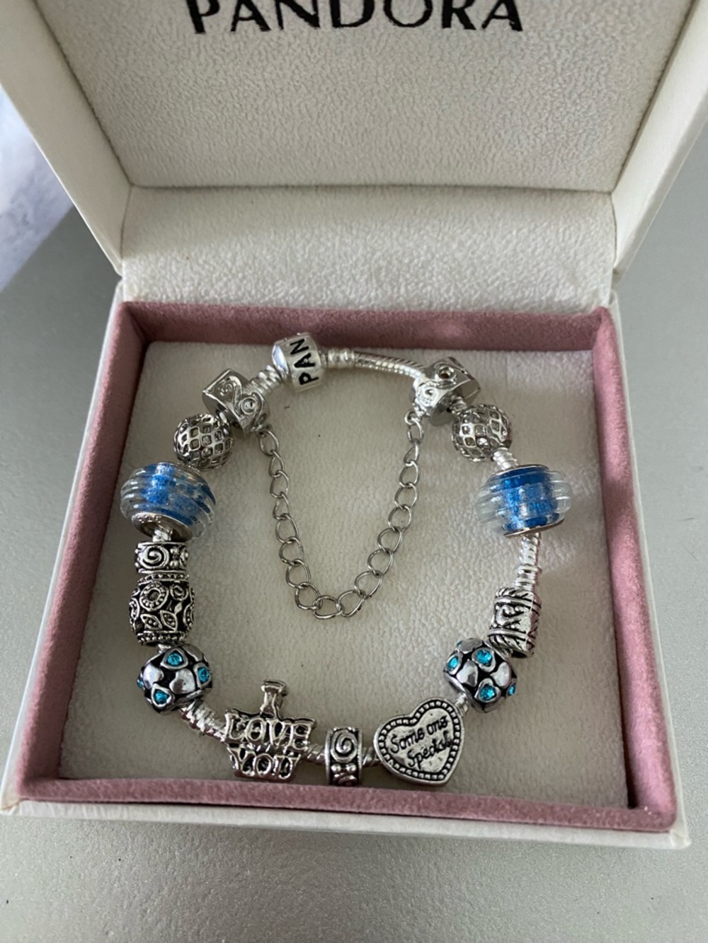 New 18k white gold pandora style bracelet
